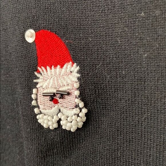 Vintage Silk SML Black Santa Embroidered and Beaded Shirt size Small - Picture 3 of 5